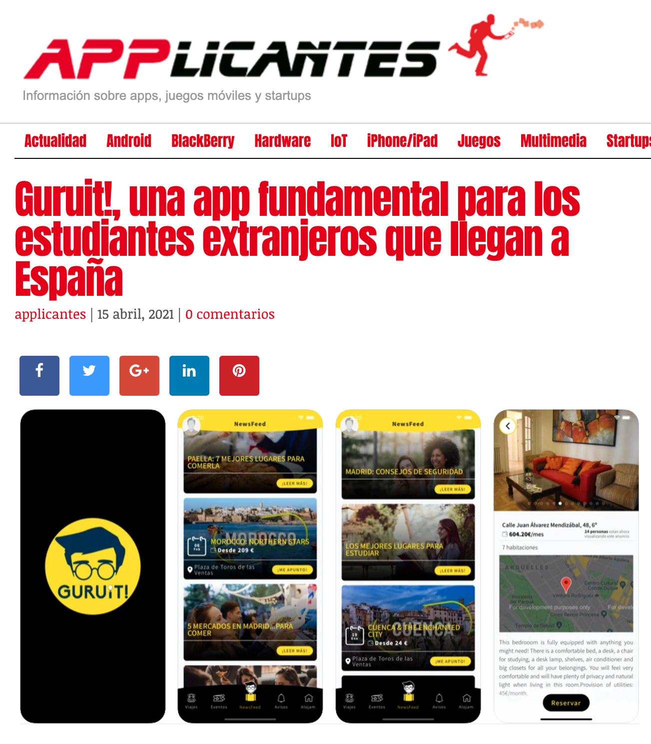 foto de la App guruit en el periódico digital llamado Applicantes