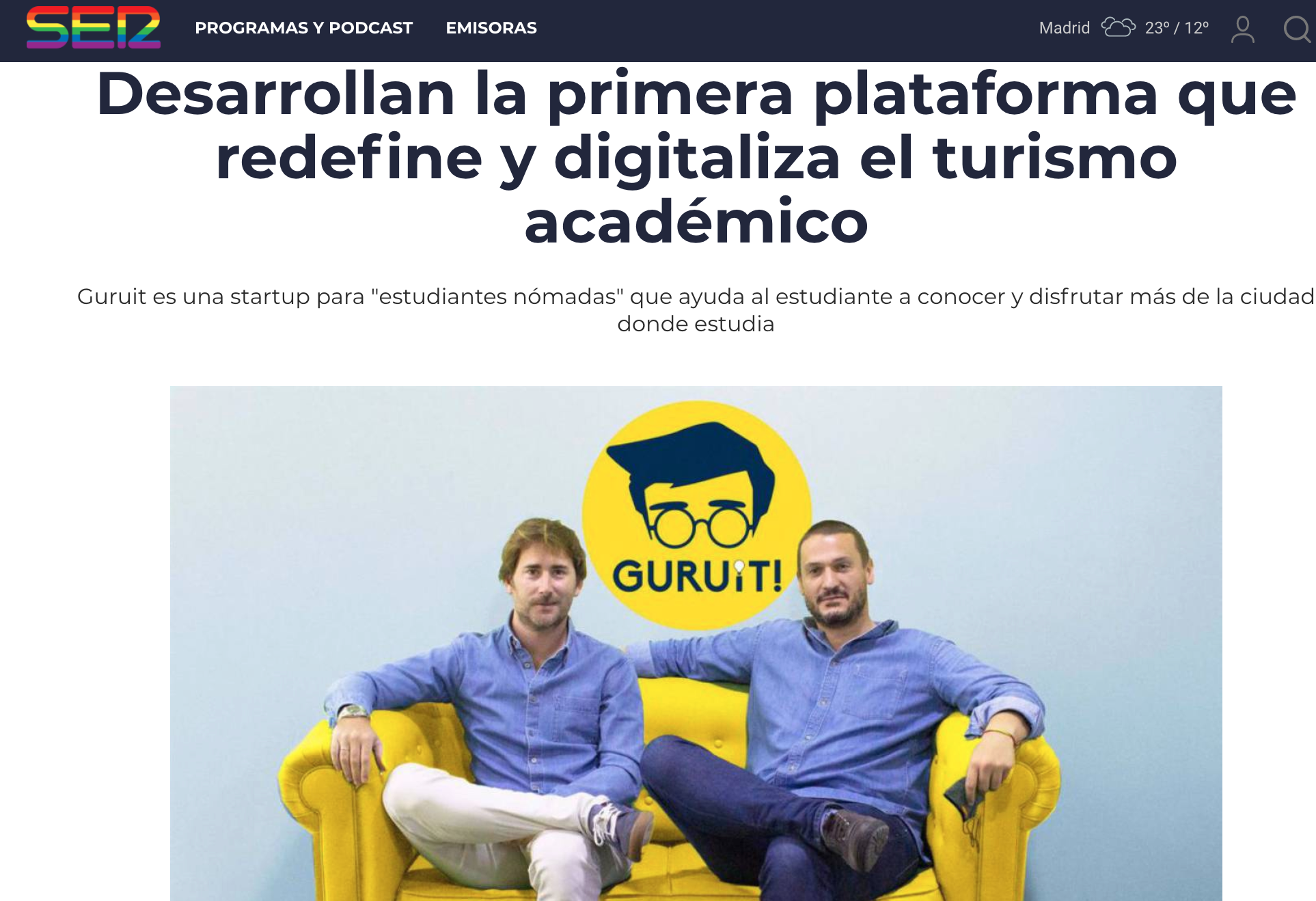Jaime Aparicio y Pedro Pérez-Bedmar, Socios fundadores de Guruit!